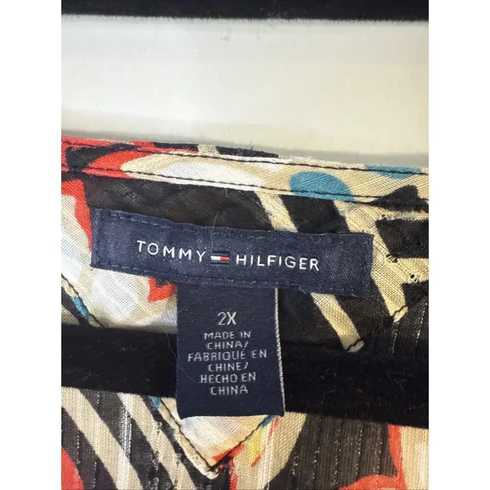 Tommy Hilfiger‎ Paisley Sheer Tunic 3/4 Sleeves 2x - Picture 7 of 11